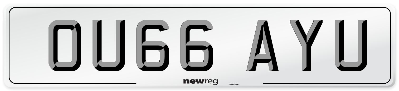OU66 AYU Number Plate from New Reg
